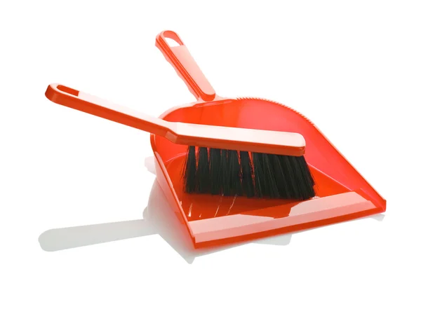 Brush on dustpan isolated — Stock Photo, Image