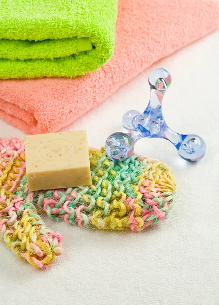 Ręczniki i kąpieli artykuły — Zdjęcie stockowe