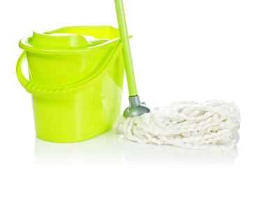 Bucket with mop clipart
