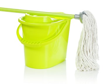 Bucket with mop on it clipart