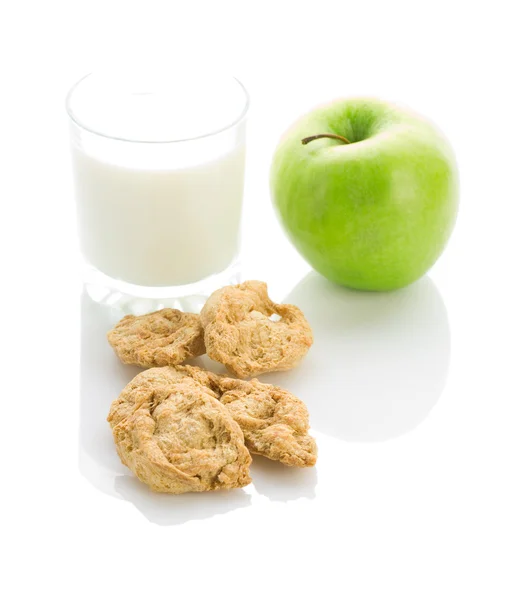 苹果饼干和牛奶 — 图库照片
