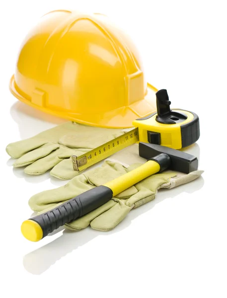Building tools on gloves — Stock Photo, Image