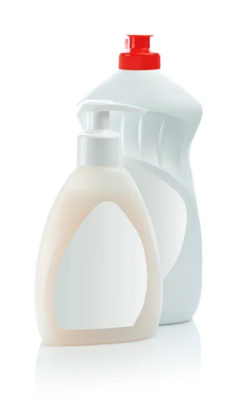 Butelki z etykiety na białym tle — Zdjęcie stockowe