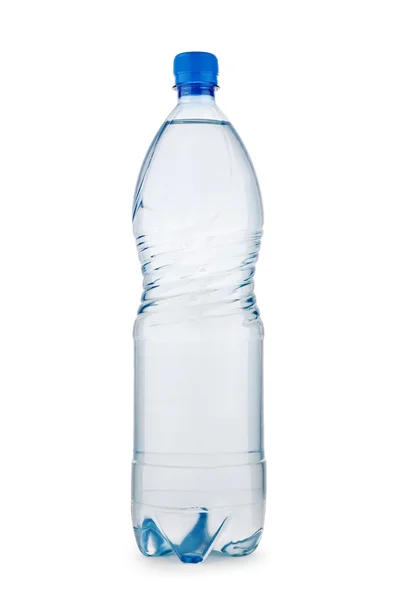 Botella azul con agua aislada sobre fondo blanco —  Fotos de Stock