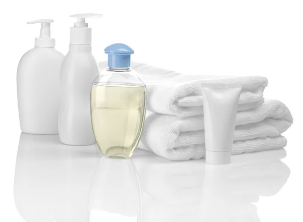 Flaschen Handtücher und Schlauch — Stockfoto