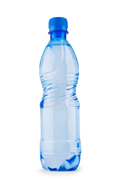 Голубая бутылка воды, изолированная на белом фоне — стоковое фото