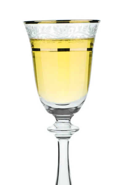 Nahaufnahme Weinglas mit Weißwein isoliert — Stockfoto