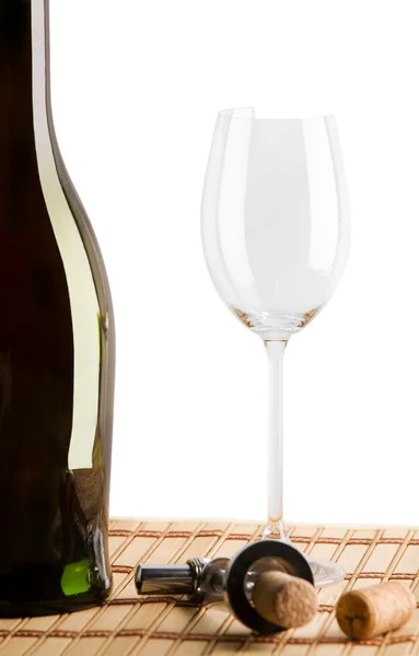 Zusammensetzung von Flaschen- und Brokeh-Glas und Korken — Stockfoto