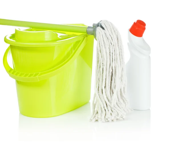 Bucket bottle and mop — Stock Photo, Image