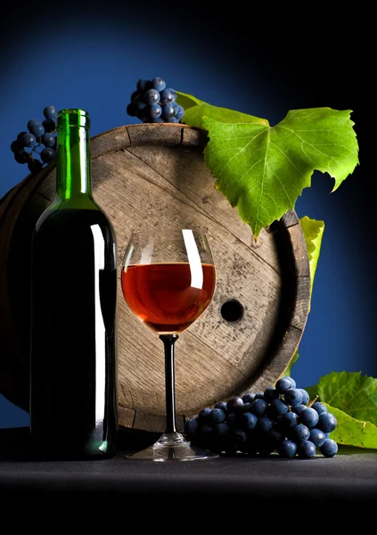 Σύνθεση από σταφύλια και κόκκινο κρασί — Φωτογραφία Αρχείου