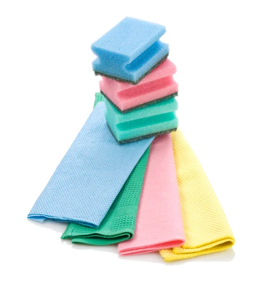 Colored sponges and rags — Stock Photo, Image