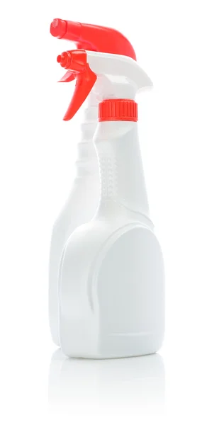 Isolierte weiße Reinigungsflaschen — Stockfoto