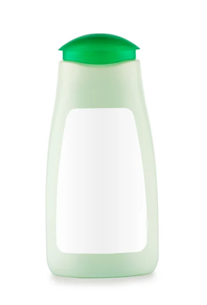 Green bottle of shampoo isolated — Stock Photo, Image
