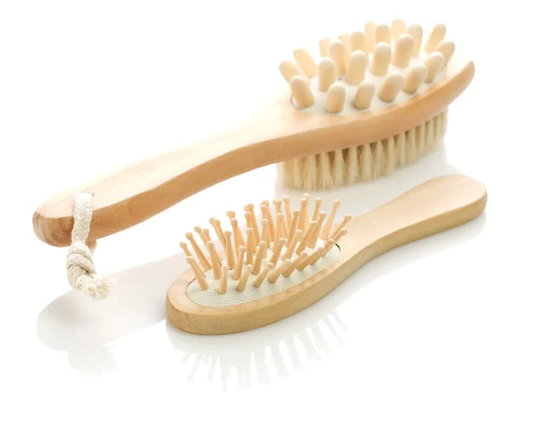 Isolierte Haarbürste und Massagegerät — Stockfoto