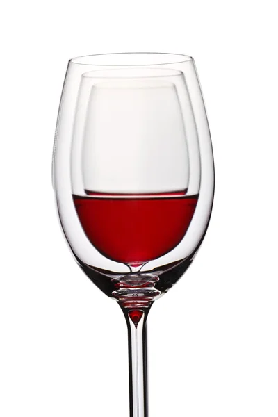 Glas met rode wijn op wit — Stockfoto