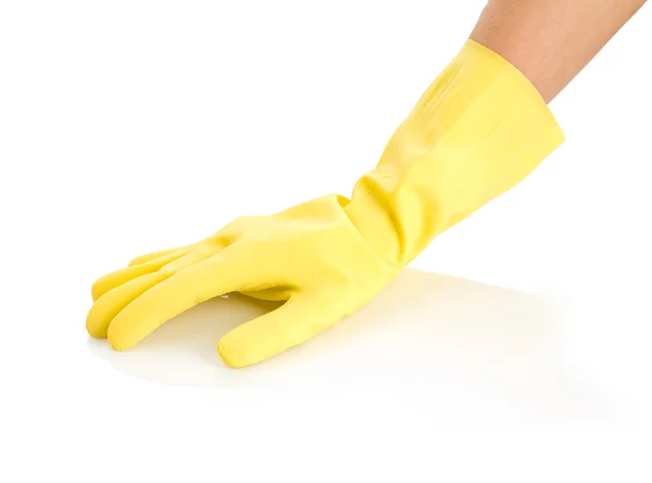 Mano en guante amarillo —  Fotos de Stock