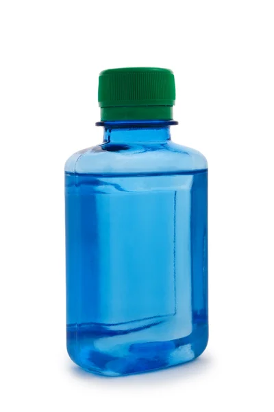 Na białym tle niebieski butelki hemical — Zdjęcie stockowe