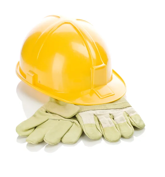 Helmet on gloves — Stock Photo, Image