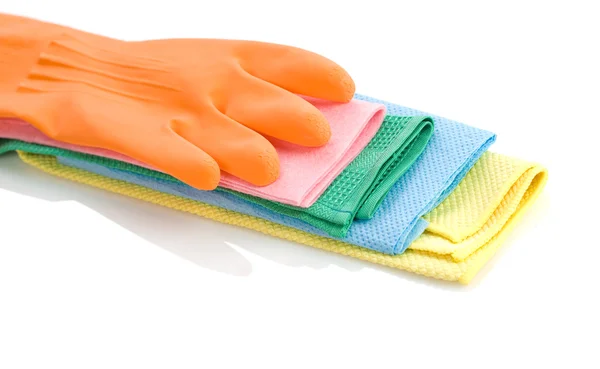 Orangefarbener Handschuh auf Lumpen — Stockfoto