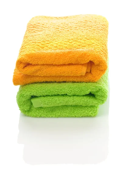 オレンジ色と緑色のタオル — ストック写真