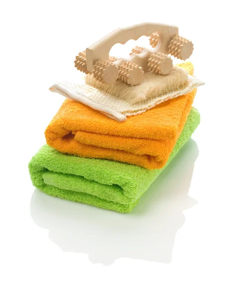 Masajeador y masilla en toallas — Foto de Stock