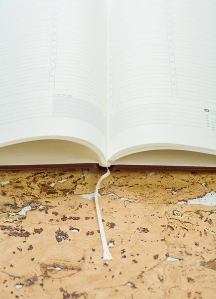 Notebook on cork wood — Stock Photo, Image