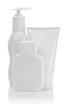 White cosmetical bottles and tube clipart