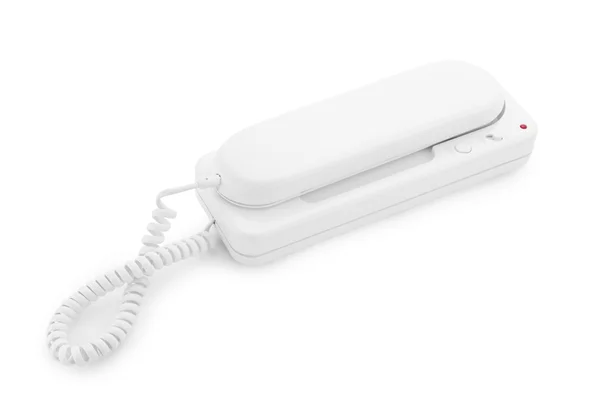 Teléfono blanco aislado sobre un fondo blanco —  Fotos de Stock