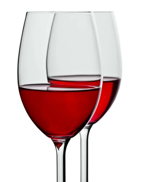 Due bicchieri da vino con vino rosso — Foto Stock