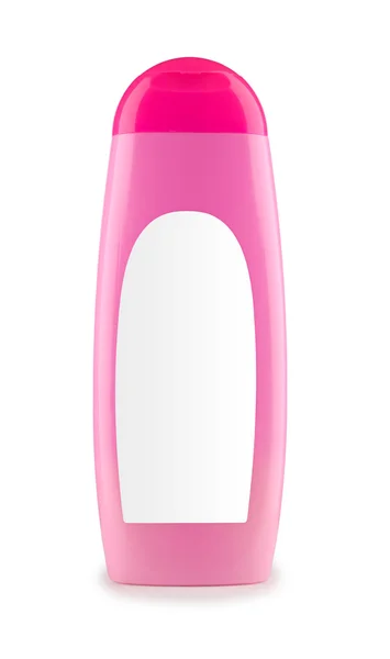Botella de plástico rosa aislada — Foto de Stock