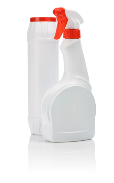 Dos botellas blancas para la limpieza de cocina — Foto de Stock