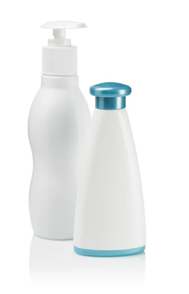 Zwei weiße Flaschen abgesiebt — Stockfoto