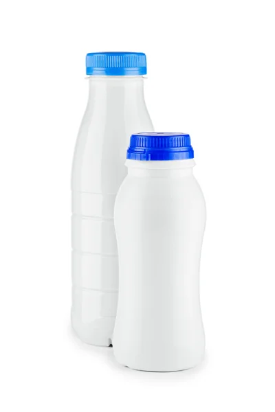 Dwie butelki białego na białym tle — Zdjęcie stockowe