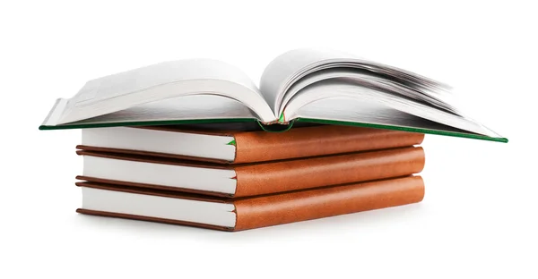 Stack of book with opened book — Stock Photo, Image