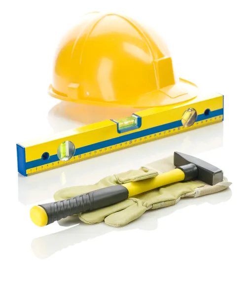 노란색 도구와 장갑 — 스톡 사진