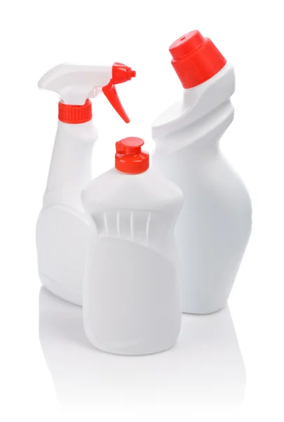 Три кухонные белые бутылки — стоковое фото