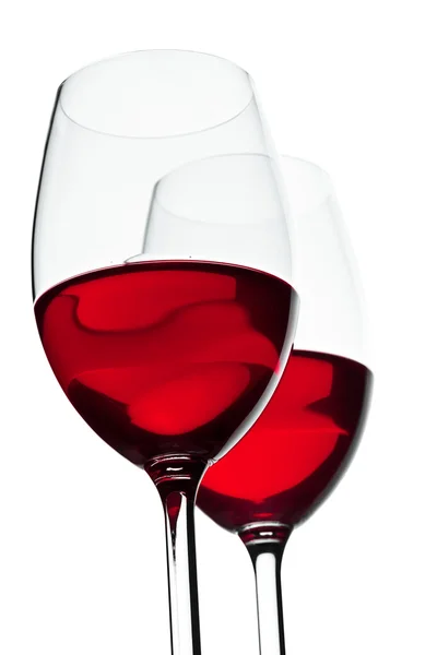 Δύο γυαλί με κόκκινο κρασί — Φωτογραφία Αρχείου