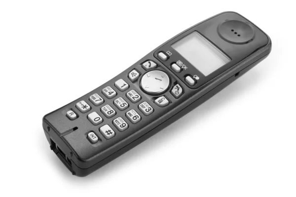 Бездротовий чорний телефон ізольований — стокове фото