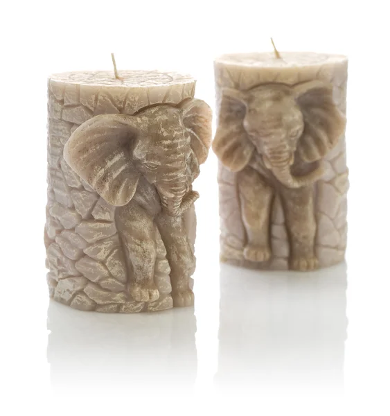 Elefant şeklinde iki mum — Stok fotoğraf