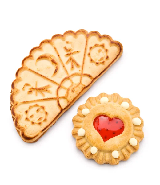 Due gustosi biscotti isolati — Foto Stock