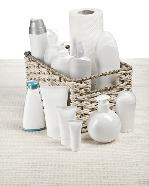 Mat beyaz banyo ürünleri — Stok fotoğraf
