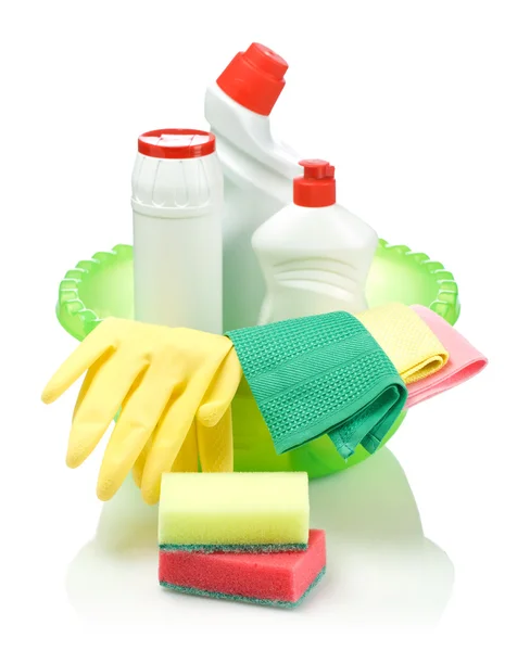 Aplica para la limpieza en lavabo verde —  Fotos de Stock