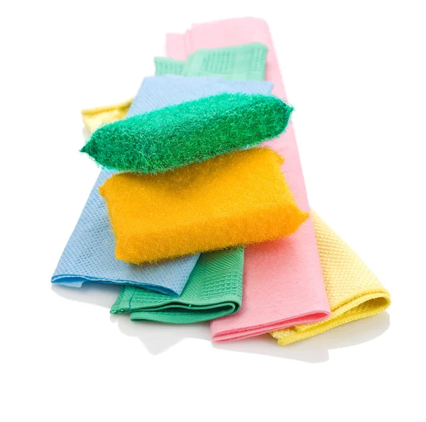Two sponges on rags — Stock Photo, Image