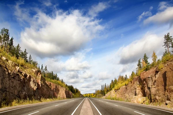 Highway in rocky country, Scandinavia