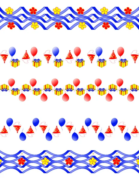 Ilustración vectorial de un conjunto de bordes de cumpleaños — Archivo Imágenes Vectoriales