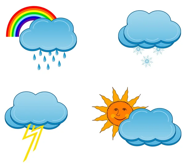 Ilustração vetorial de um conjunto de ícones meteorológicos — Vetor de Stock