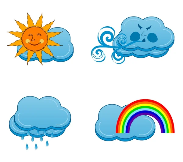Ilustração vetorial de um conjunto de ícones meteorológicos — Vetor de Stock