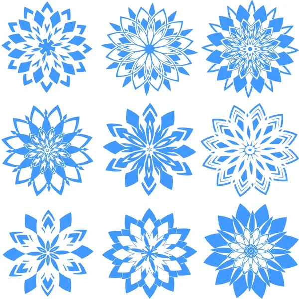 Ilustración vectorial de un conjunto de copos de nieve — Vector de stock