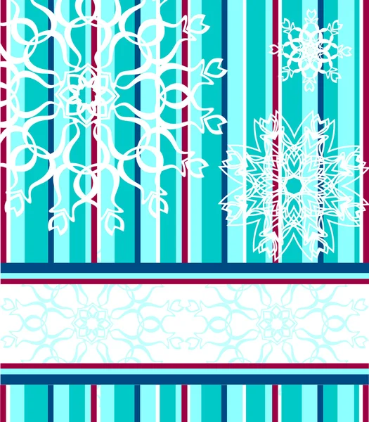 Bir kar tanesi ile mavi çizgili Noel renkli vektör çizim — Stok Vektör