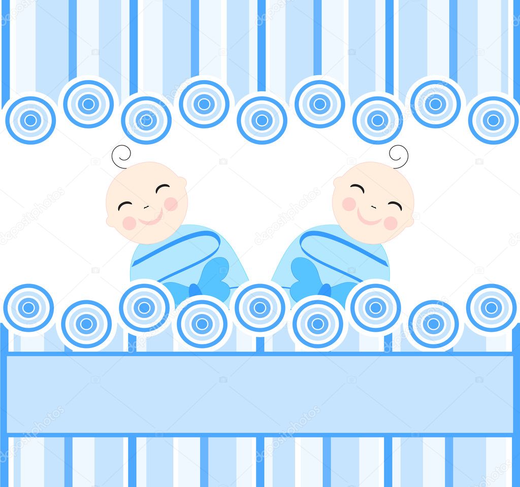 Twins boys on blue striped background Stock Vector by ©trinochka 4291466